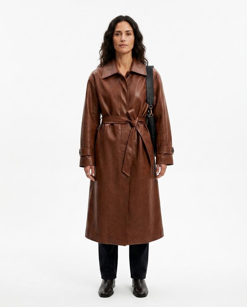 Nord Wear - Comin | Faux Leather Belted Coat Women