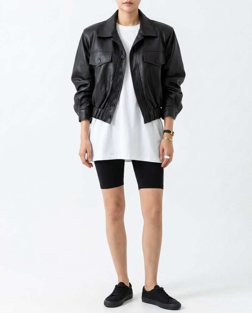 Nord Wear - Mivan | Button-Front Elasticized Hem Leather Jacket Women