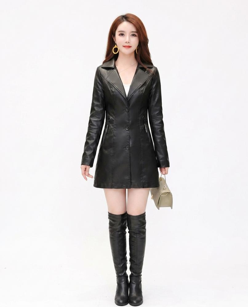 Nord Wear - Satir | Faux Leather Slim Fit Coat Women