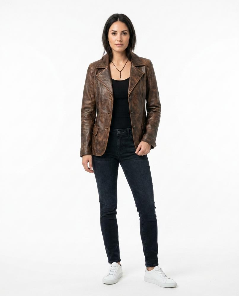 Nord Wear - Karev | Tailored Brown Leather Jacket Women