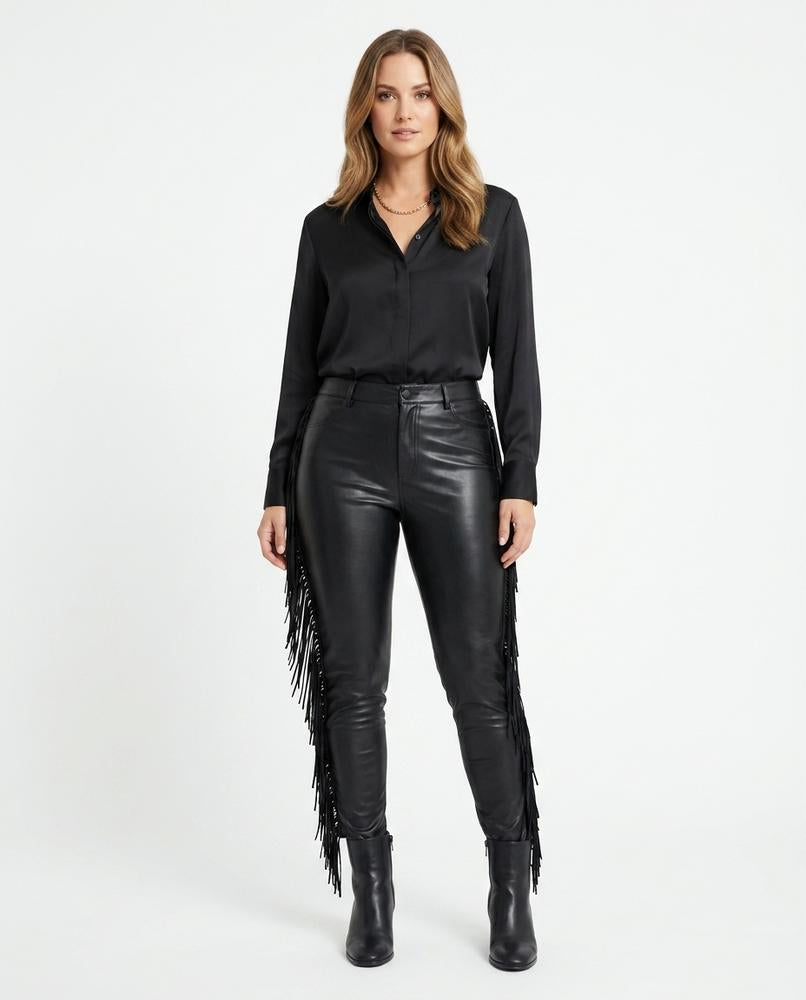 Nord Wear - Kinim | Faux-Leather Fringed Pants Women