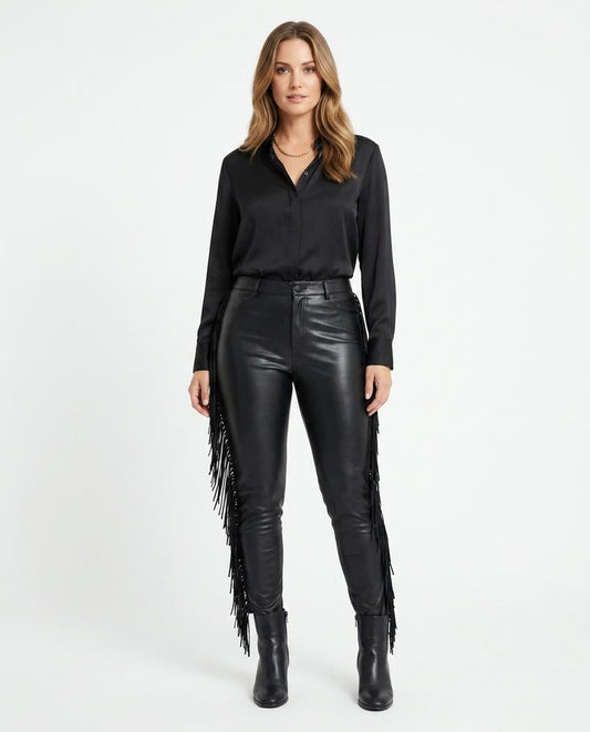 Nord Wear - Kinim | Faux-Leather Fringed Pants Women