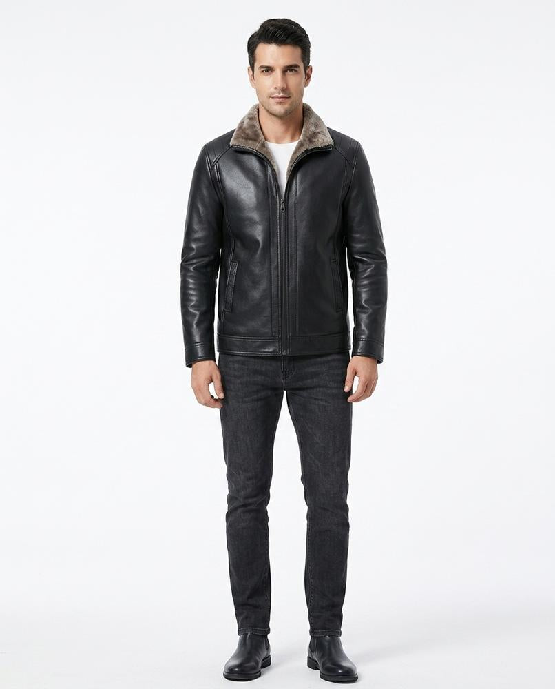 Nord Wear - Tubul | Fleece-Lined Zip-Up Leather Jacket Men