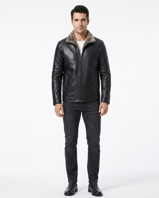 Nord Wear - Tubul | Fleece-Lined Zip-Up Leather Jacket Men