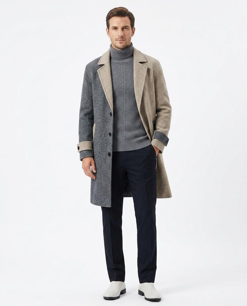 Nord Wear - Nisim | Two-Tone Single-Breasted Coat Men