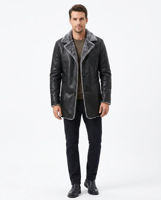Nord Wear - Aekas | Shearling-Lined Faux Leather Coat Men