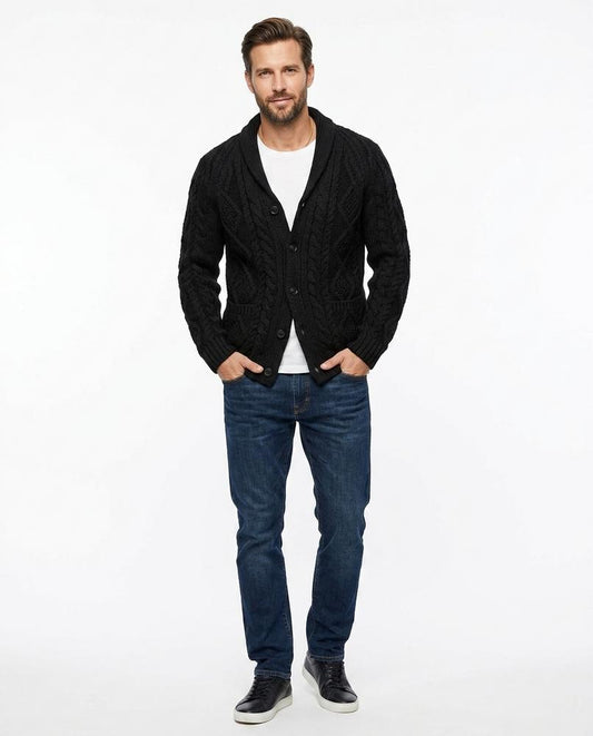 Nord Wear - Sogek | Cable Knit Shawl Collar Knit Cardigan Men