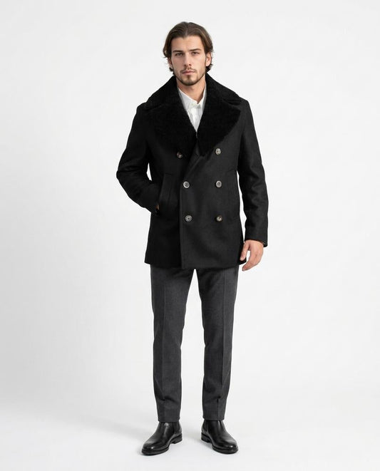 Nord Wear - Kelul | Double-Breasted Shearling Collar Coat Men