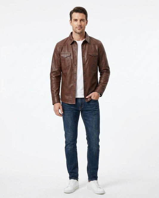 Nord Wear - Nosit | Grained Snap-Button Leather Jacket Men