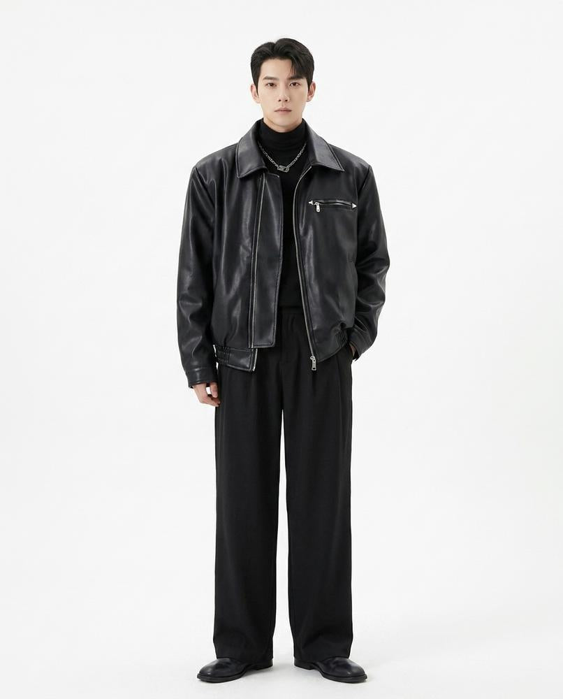 Nord Wear - Larod | Zip-Up Collared Leather Jacket Men