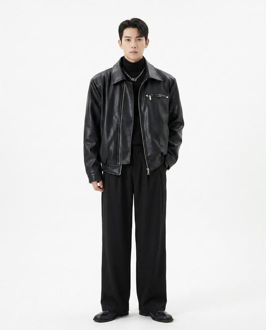 Nord Wear - Larod | Zip-Up Collared Leather Jacket Men
