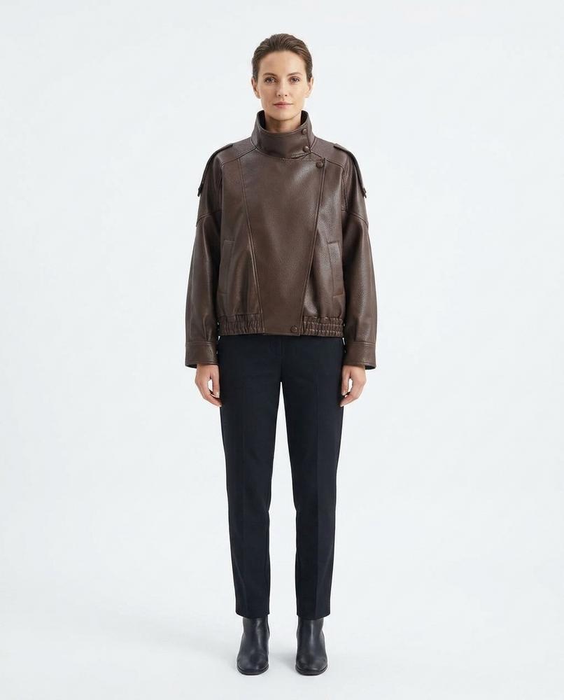 Nord Wear - Konel | High-Neck Asymmetrical Leather Jacket Women