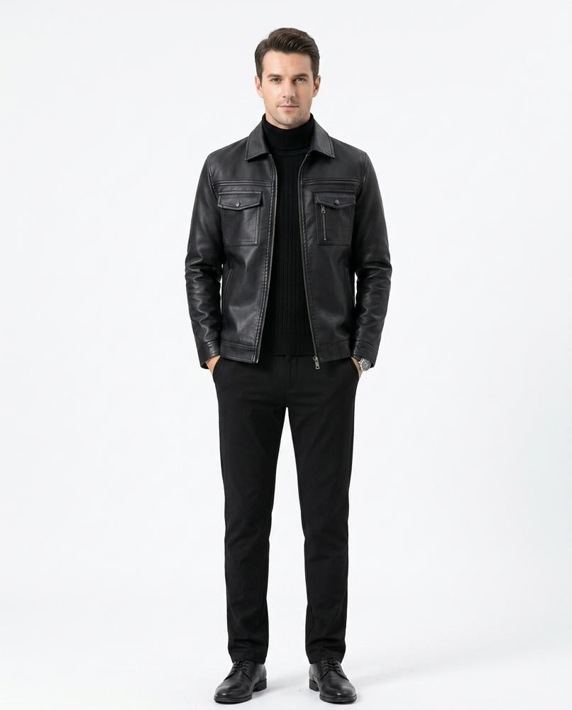 Nord Wear - Disom | Zip-Up Collared Leather Jacket Men