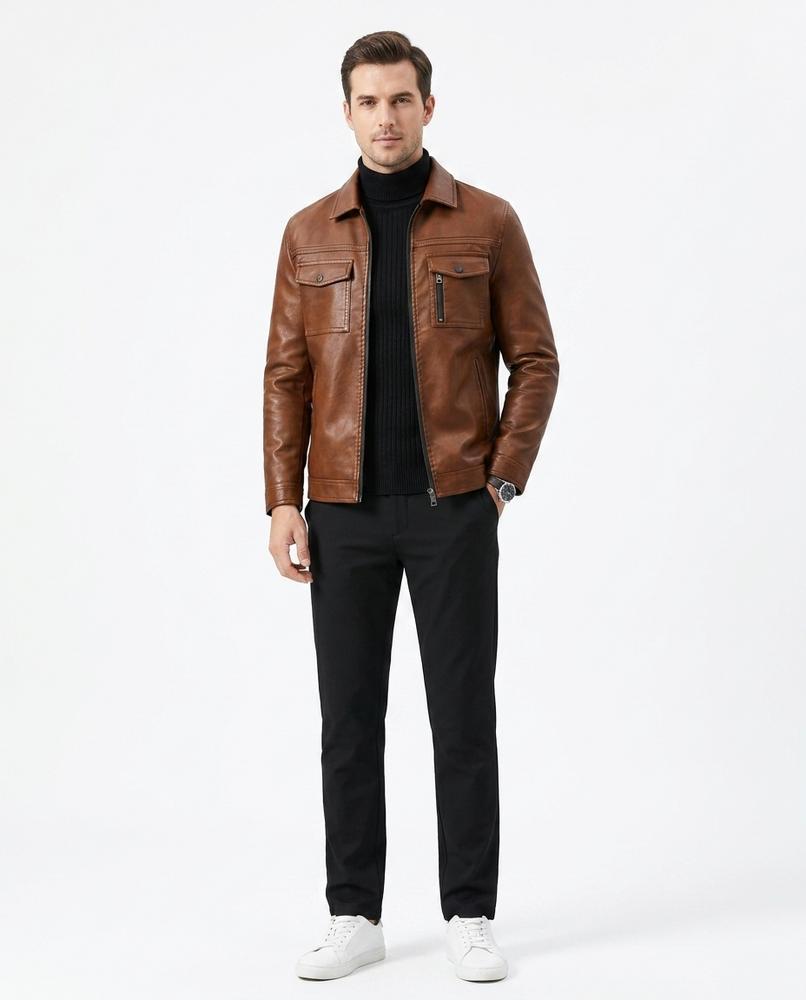 Nord Wear - Disom | Zip-Up Collared Leather Jacket Men