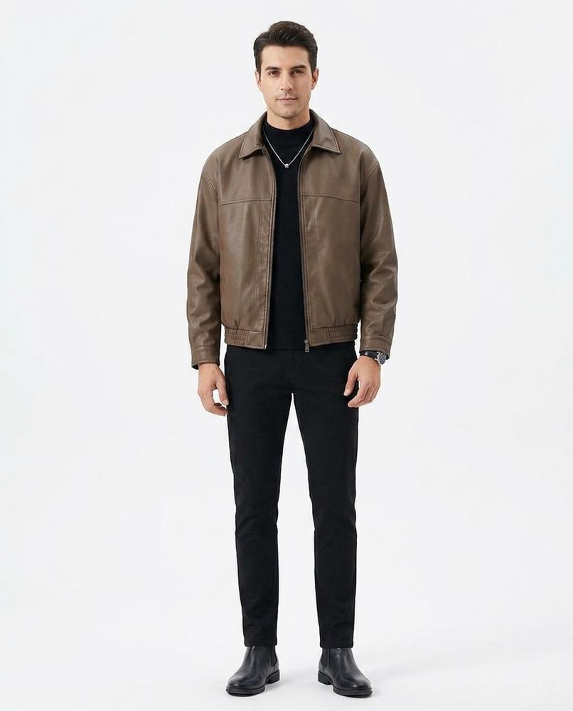 Nord Wear - Nefat | Faux Leather Zip-Up Leather Jacket Men