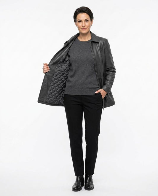 Nord Wear - Zobar | Quilted-Lined Mid-Length Leather Jacket Women