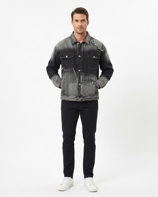 Nord Wear - Yevol | Washed-Out Patched Denim Jacket Men