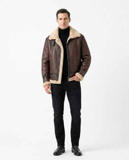 Nord Wear - Rugiv | Shearling-Lined Asymmetrical Leather Jacket Men