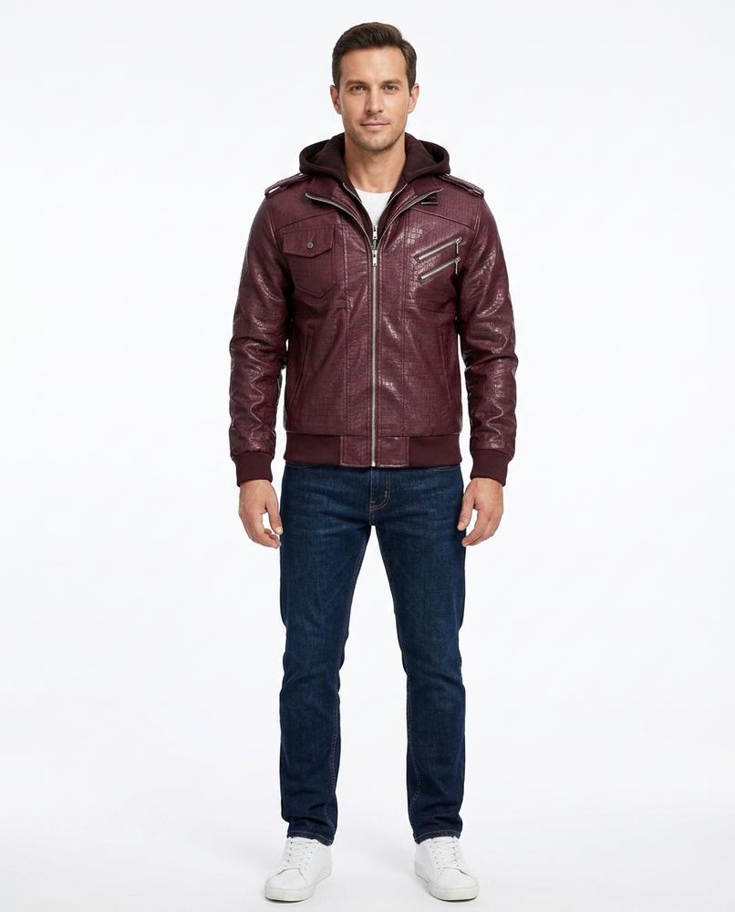 Nord Wear - Zohor | Hooded Textured Leather Jacket Men