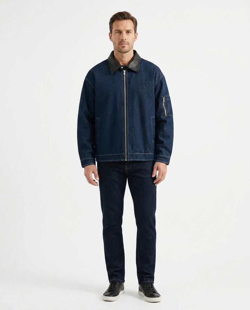 Nord Wear - Aasev | Zip-Up Contrast-Collar Denim Jacket Men