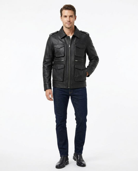 Nord Wear - Kusos | Multi-Pocket Slim-Fit Leather Jacket Men