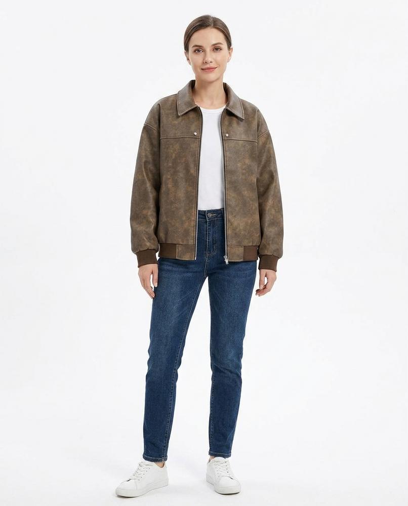 Nord Wear - Vunod | Faux Leather Zip-Up Jacket Women