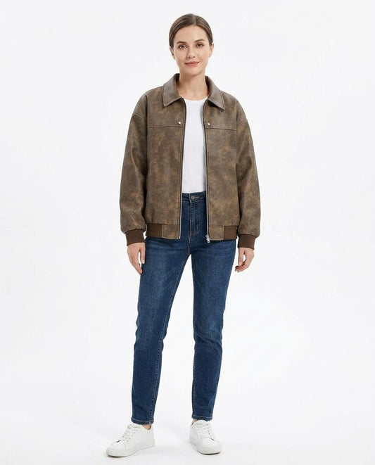 Nord Wear - Vunod | Faux Leather Zip-Up Jacket Women