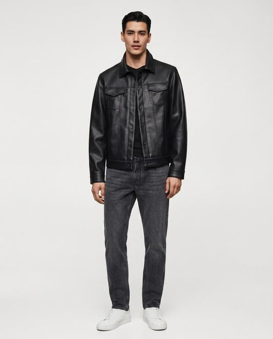 Nord Wear - Aawos | Faux-Leather Button-Front Leather Jacket Men