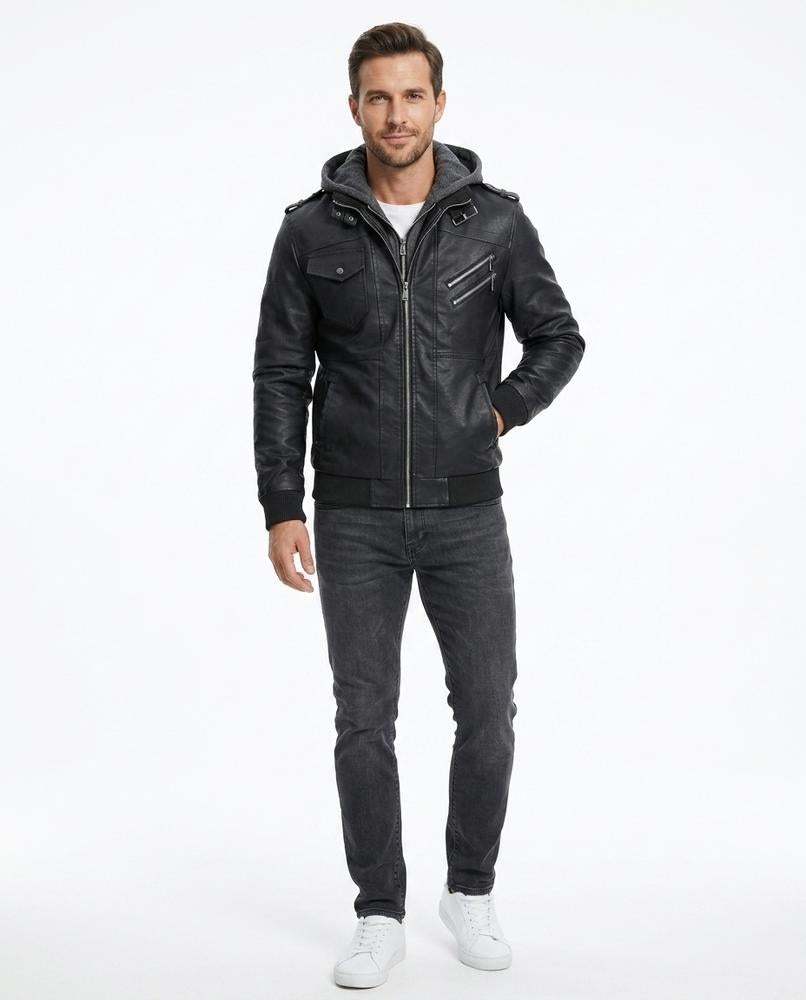 Nord Wear - Nogal | Hooded Faux Leather Jacket Men