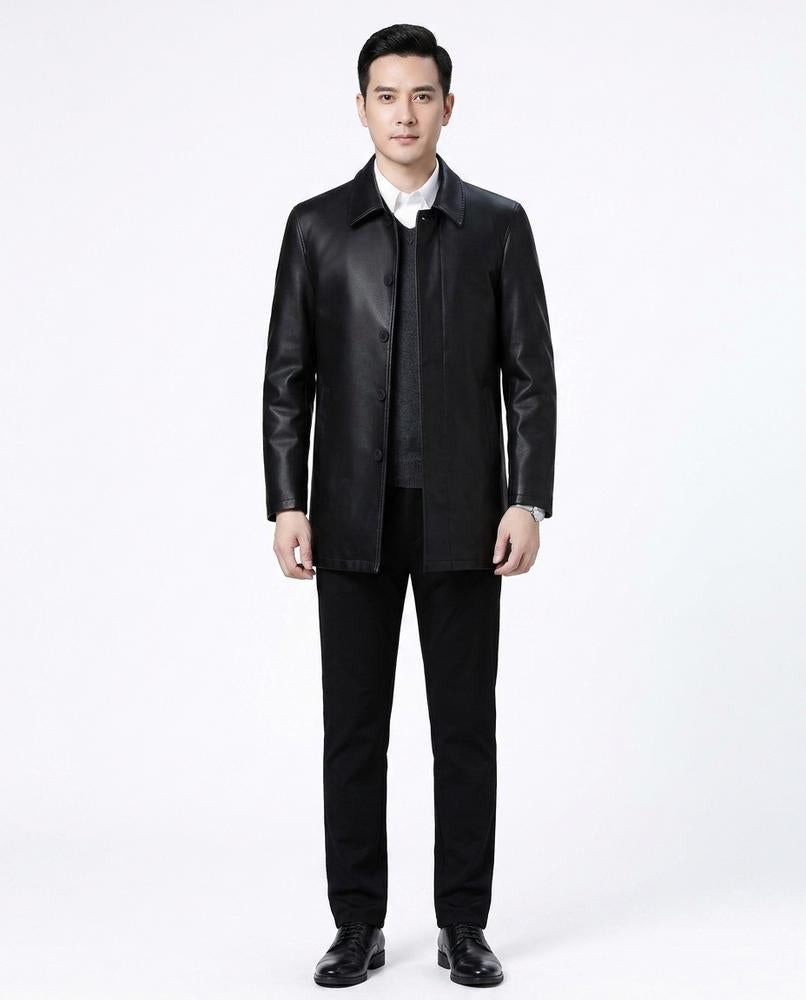 Nord Wear - Zuser | Button-Front Collared Leather Jacket Men