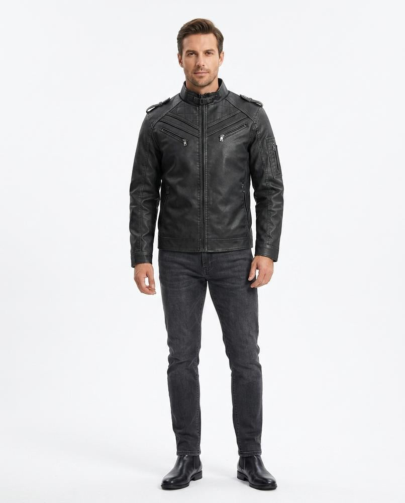 Nord Wear - Rimil | Quilted Zip-Up Leather Jacket Men