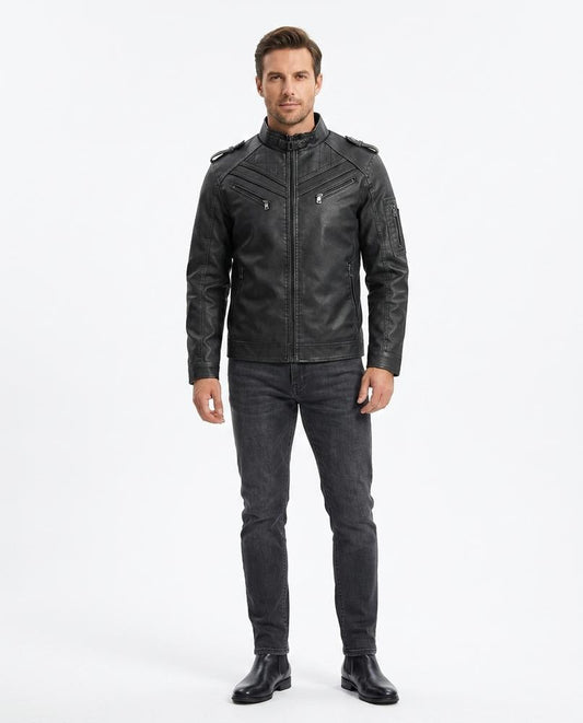Nord Wear - Rimil | Quilted Zip-Up Leather Jacket Men