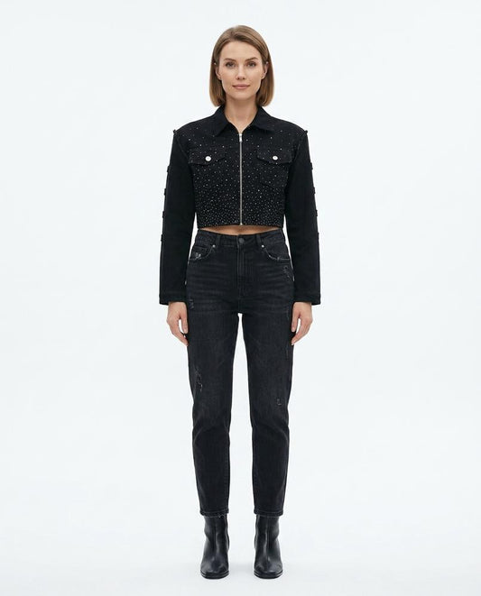 Nord Wear - Kirot | Cropped Studded Denim Jacket Women