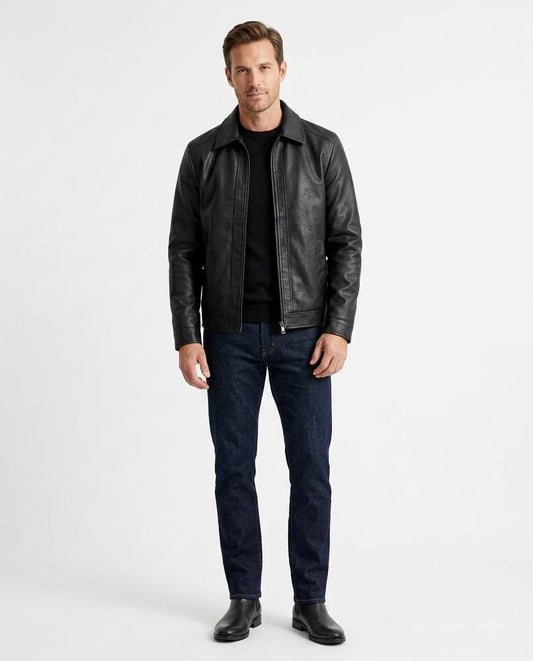 Nord Wear - Aikur | Zip-Up Slim-Fit Leather Jacket Men