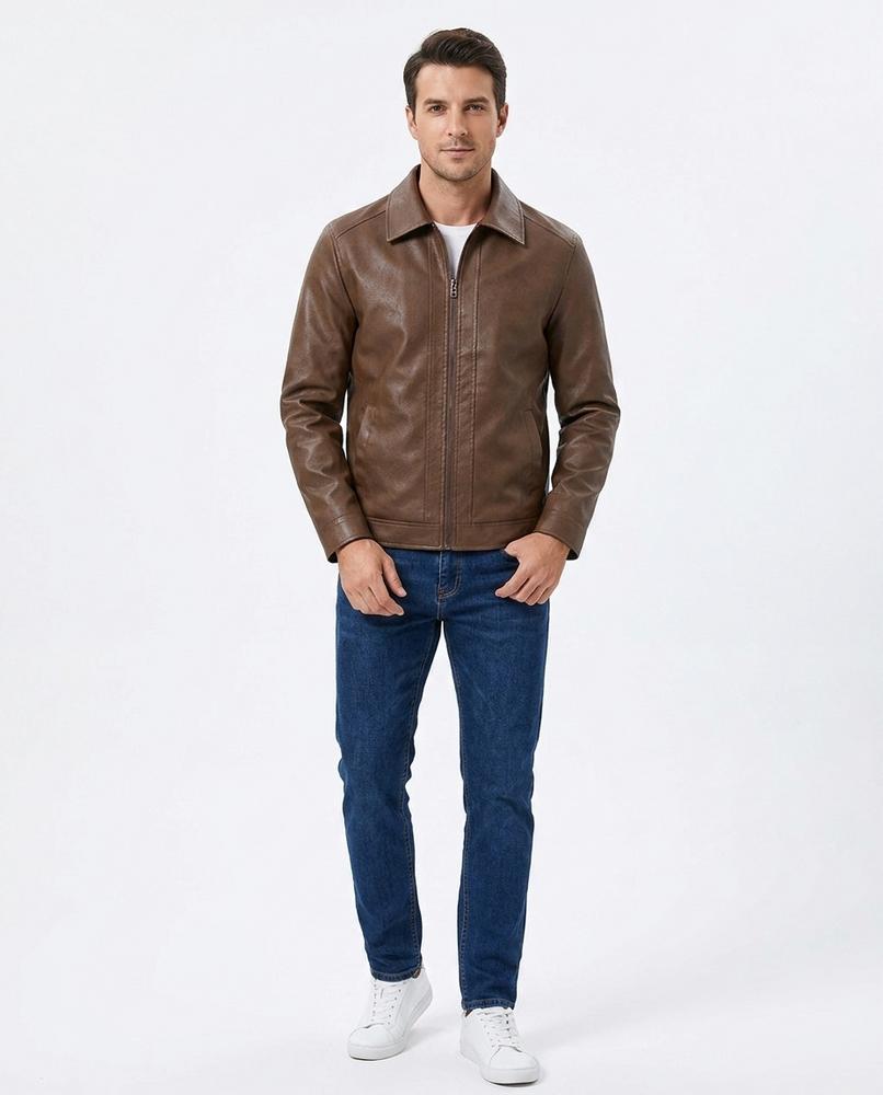 Nord Wear - Aikur | Zip-Up Slim-Fit Leather Jacket Men