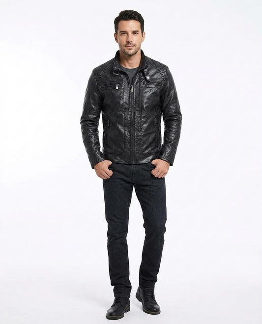Nord Wear - Zobos | Quilted Zip-Up Leather Jacket Men