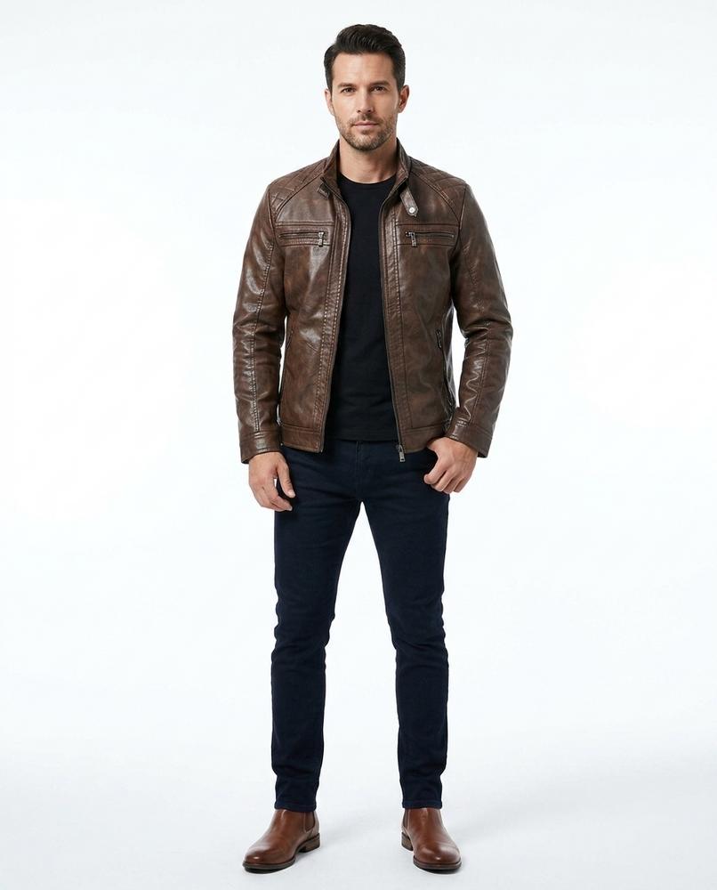 Nord Wear - Zobos | Quilted Zip-Up Leather Jacket Men