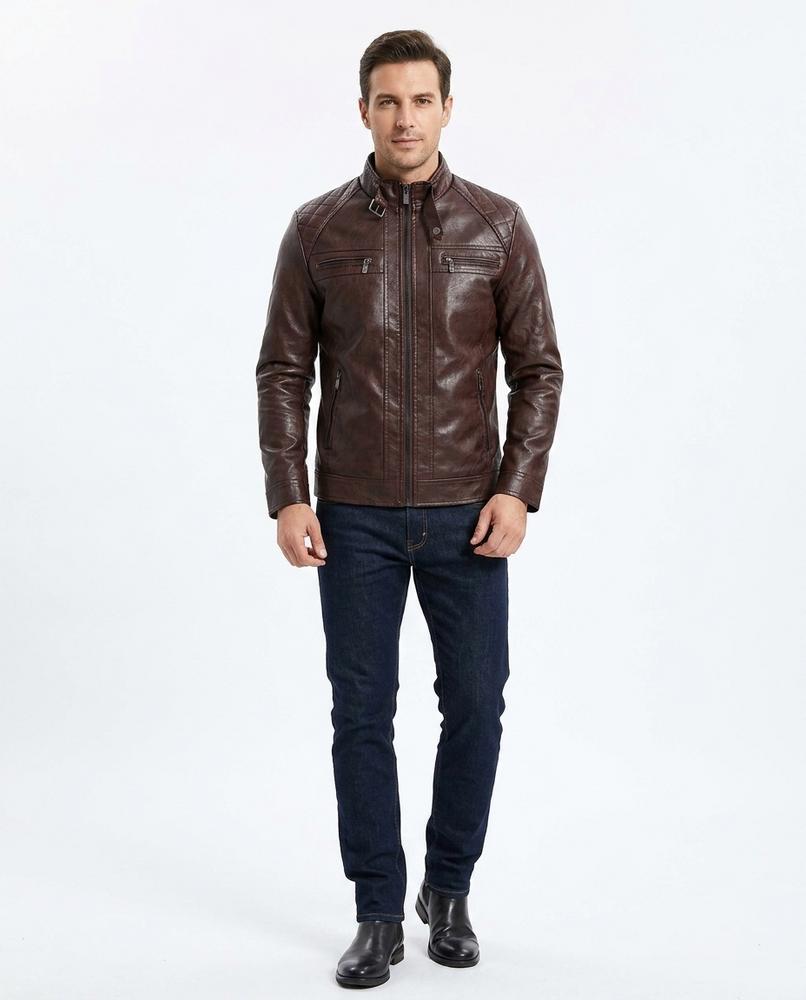 Nord Wear - Zobos | Quilted Zip-Up Leather Jacket Men