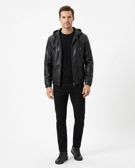 Nord Wear - Yuhav | Hooded Faux Leather Jacket Men