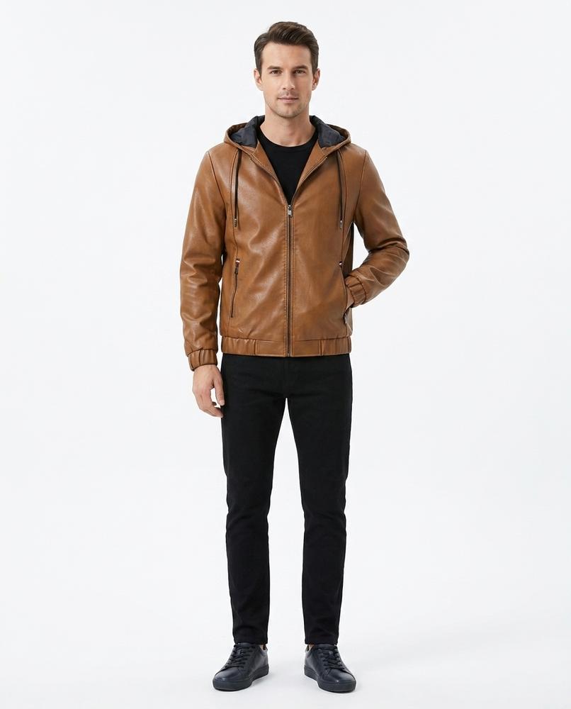 Nord Wear - Yuhav | Hooded Faux Leather Jacket Men