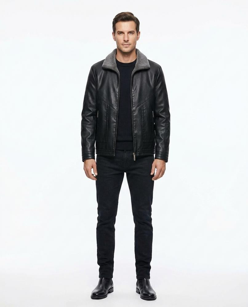 Nord Wear - Vazon | Faux-Leather Shearling-Collar Leather Jacket Men