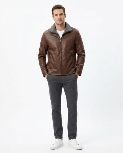 Nord Wear - Vazon | Faux-Leather Shearling-Collar Leather Jacket Men
