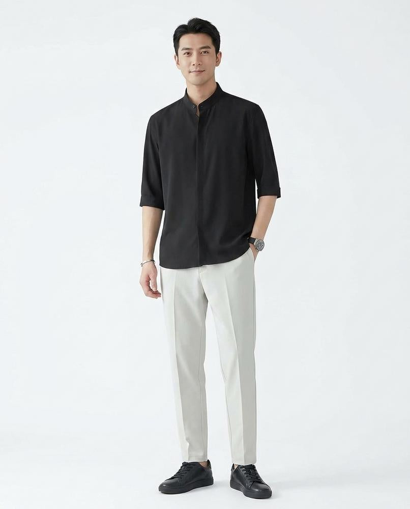 Nord Wear - Riful | Band Collar Three-Quarter Sleeve Shirt Men