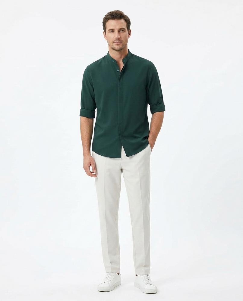 Nord Wear - Riful | Band Collar Three-Quarter Sleeve Shirt Men