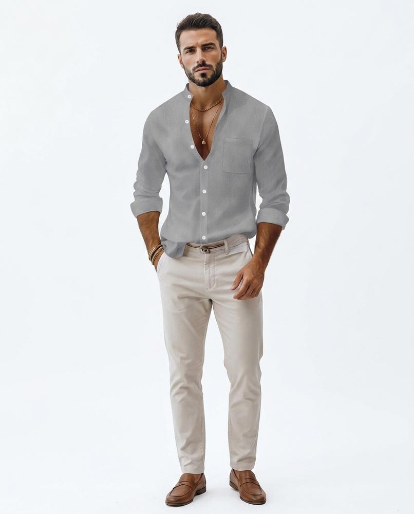 Nord Wear - Rotol | Mandarin-Collar Long-Sleeved Shirt Men