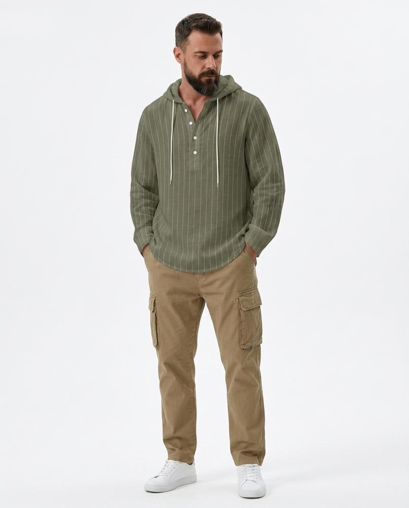 Nord Wear - Nebar | Striped Linen Hoodie Men