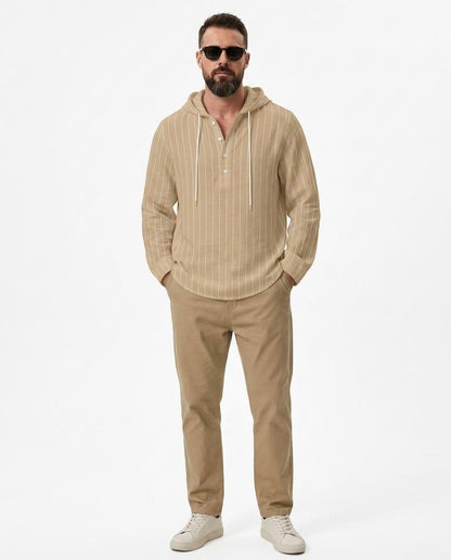 Nord Wear - Nebar | Striped Linen Hoodie Men