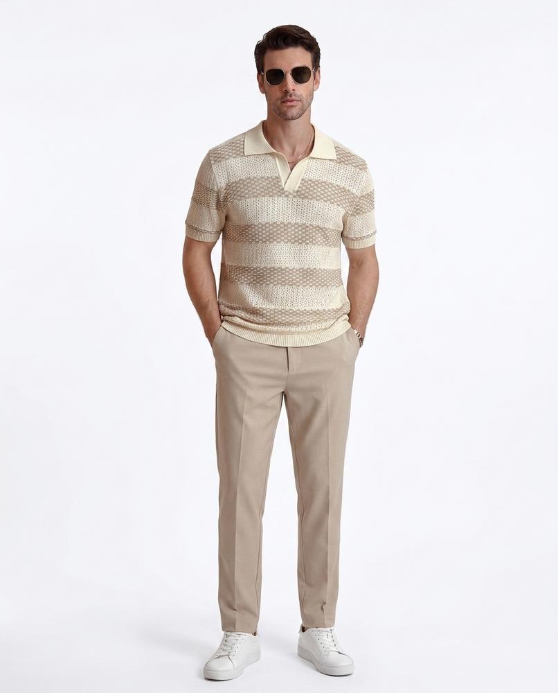 Nord Wear - Nalur | Striped Knit Polo Shirt Men