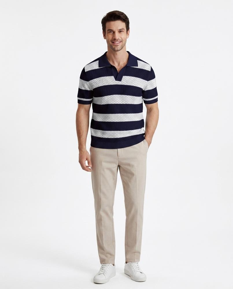Nord Wear - Nalur | Striped Knit Polo Shirt Men