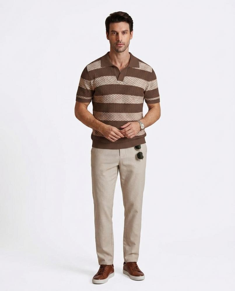 Nord Wear - Nalur | Striped Knit Polo Shirt Men